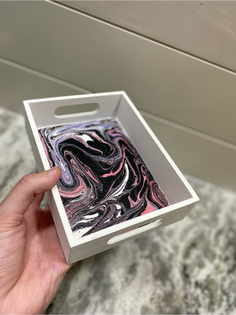 Abstract Swirl Pink Tray - Picture 4 of 10